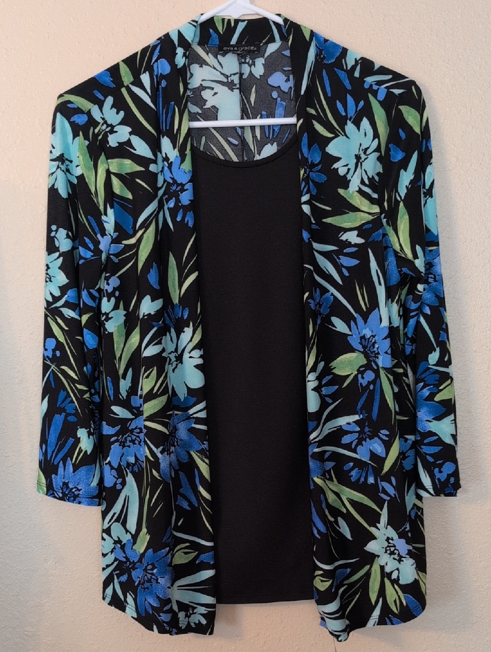 Ava & Grace Two-in-One Black Floral Top